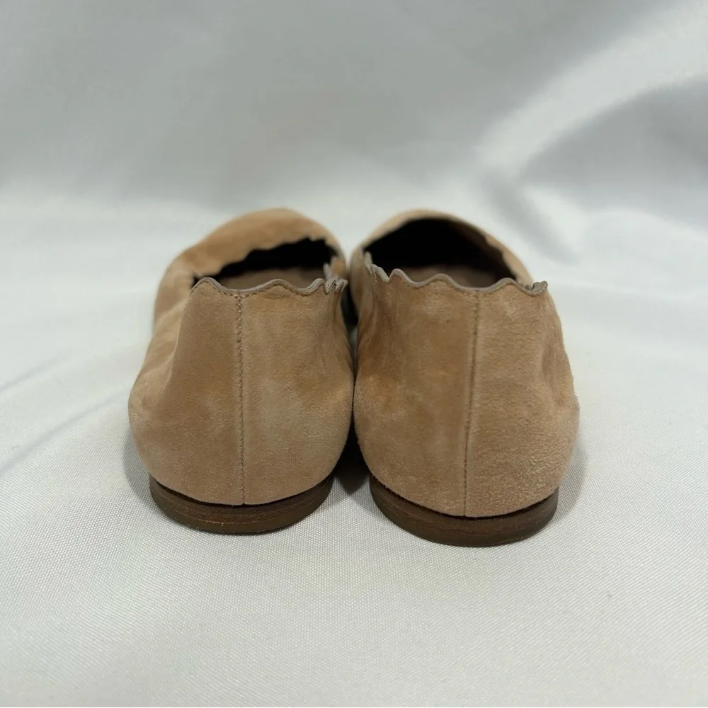 Chloé | Suede Nude Tan Flats Scalloped Women’s Size 39.5 - Picture 5 of 10